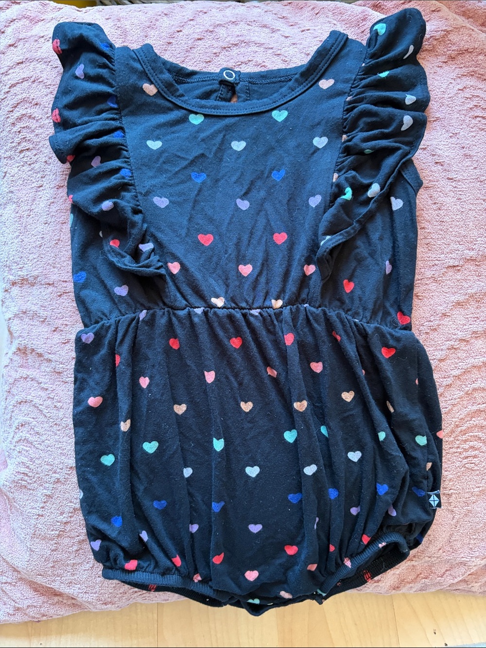 Kyte BABY Black + Hearts Bamboo Bubble Romper